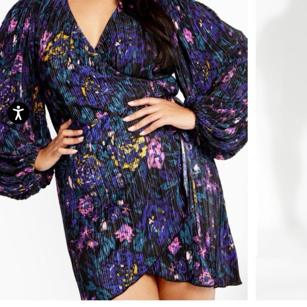 Floral Kira Etched Print Wrap Mini Dress - Picture 3 of 7